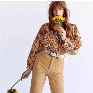 Free People We The Free Meadow Cotton Peasant Top Size  Large Boho Gypsy